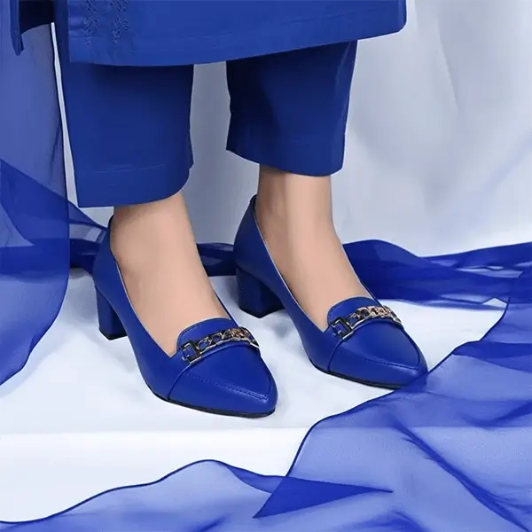 Royale Blue Block Heel PIU_261 sofa rexine ladies shoes pumpitup.pk