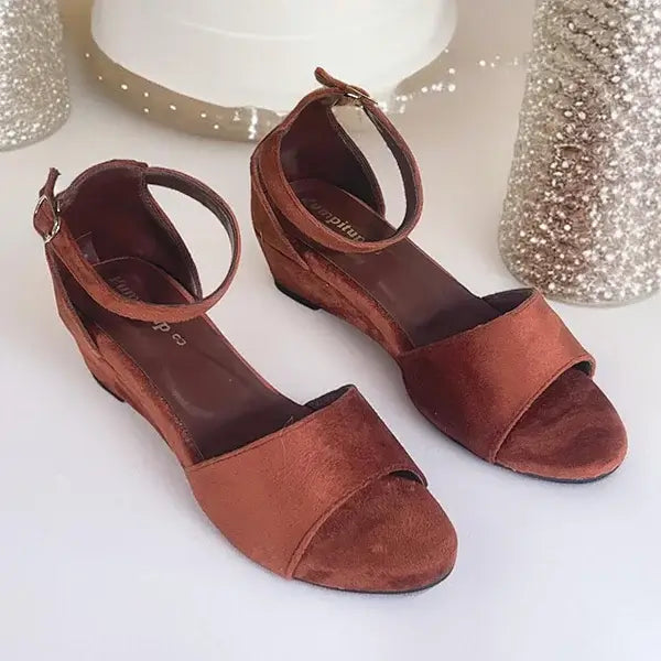  Brown Wedge Sandals for Women Pakistan - Rustelle Cocoa Brown PIU_291 PumpItUp

