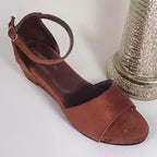  Amarah Fabric Rexine Cocoa Brown Wedge Sandals 1.5 Inch Heel - PIU_291 PumpItUp