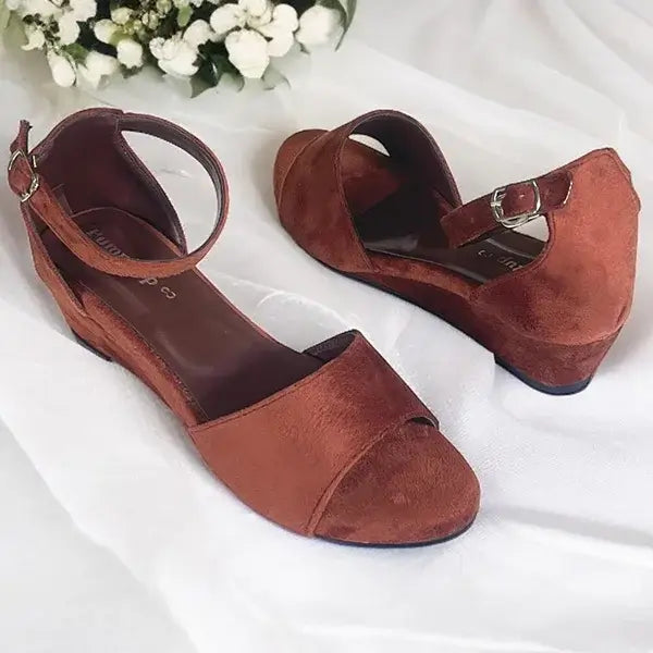 Rustelle Cocoa Brown Wedge Sandals for Women - PIU_291 by PumpItUp Pakistan


