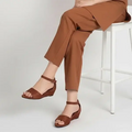  Fabric Rexine Wedge Sandal Cocoa Brown Close Up - PIU_291 PumpItUp.pk

