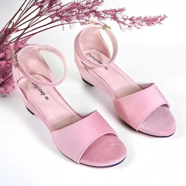 Rustelle Roselle Pink Wedges PIU_290 - Amarah Fabric Rexine Wedge Sandals for Women in Pakistan
