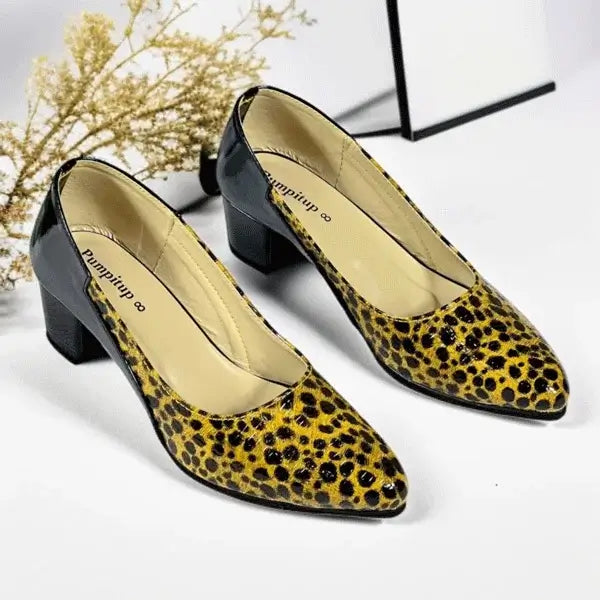 Sable Mocha Block Heel PIU 257 patent rexine ladies shoes pumpitup.pk