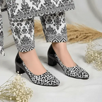Sable Noir Block Heel PIU 256 patent rexine ladies shoes pumpitup.pk