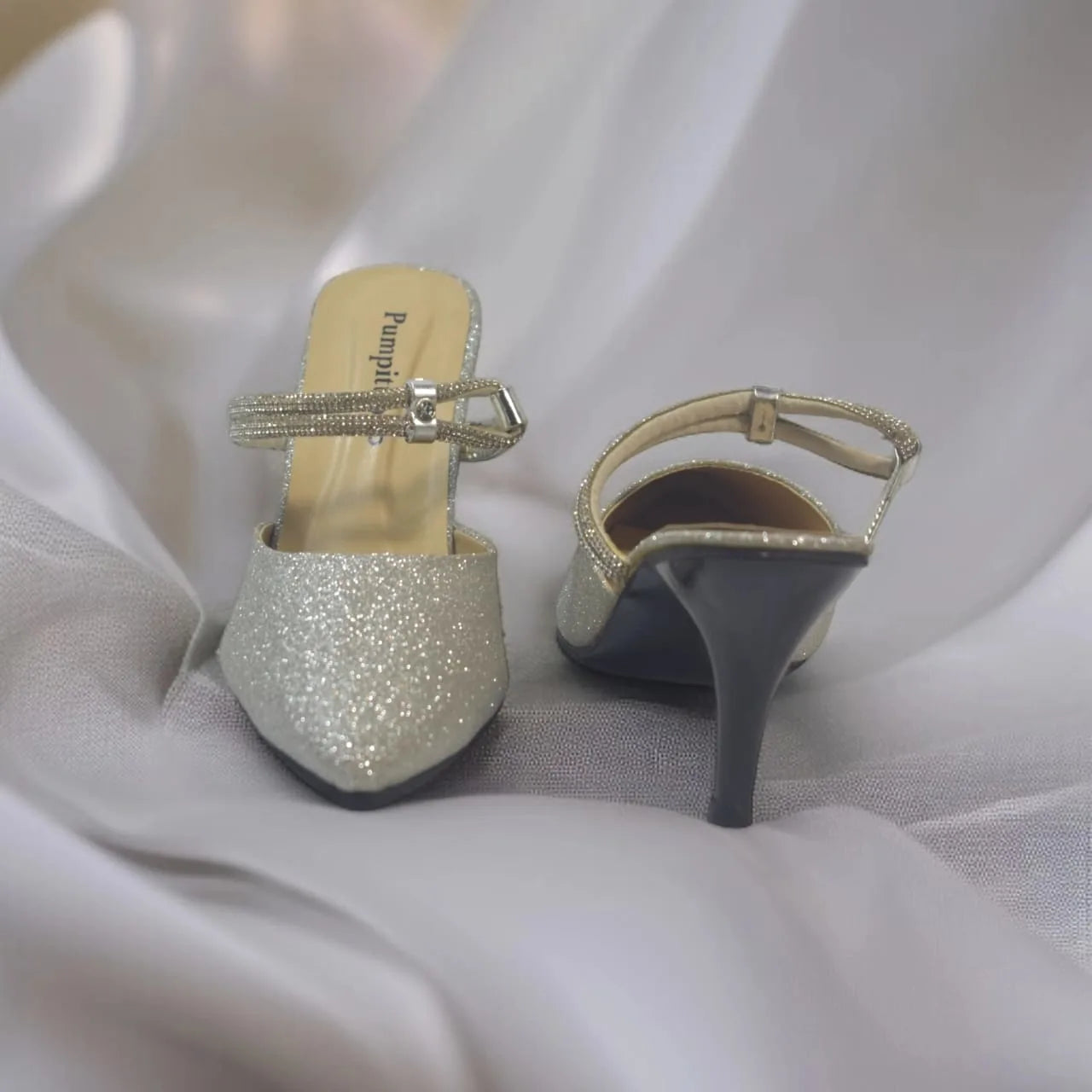 Shiny Silver Pancil Heel Party Pump PIU_35