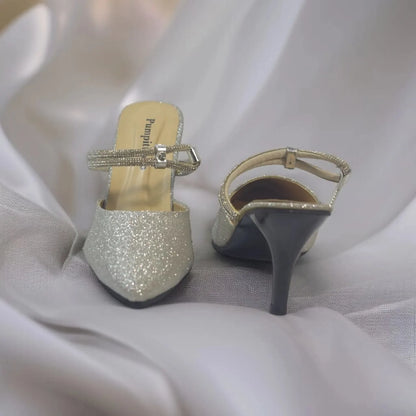 Shiny Silver Pancil Heel Party Pump PIU_35