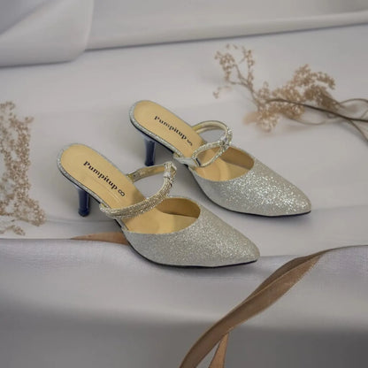 Shiny Silver Pancil Heel Party Pump PIU_35