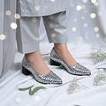 Silver Auric Scales Block Heel PIU_187 Shine Sweet Silver-Coated Finish ladies shoes PumpItUp.pk