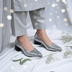 Silver Auric Scales Block Heel PIU_187 Shine Sweet Silver-Coated Finish ladies shoes PumpItUp.pk