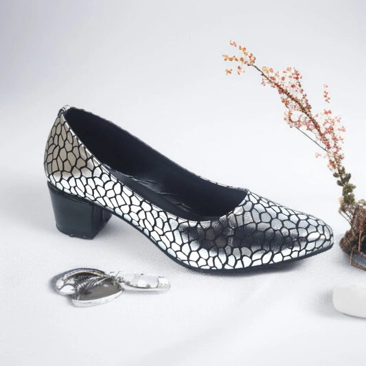 Silver Auric Scales Block Heel PIU_187