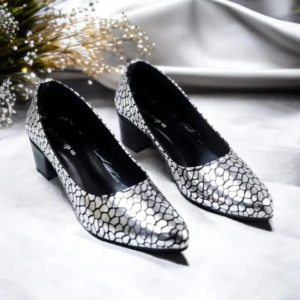 Silver Auric Scales Block Heel PIU_187