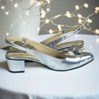  Silver Grace Slingback Block Heel Sole View - PIU_288 | PumpItUp

