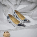 Silver Reflected Comfy Pencil Heel Pump PIU_50 Silver Shine Patent Rexine ladies shoes PumpItUp.pk