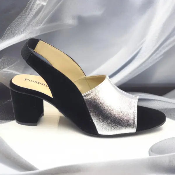 Silver Rush Slingback Block Heel Sandal PIU_188