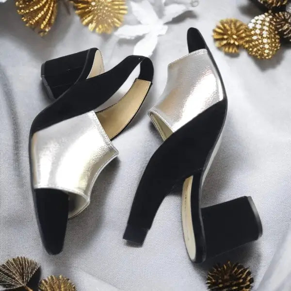 Silver Rush Slingback Block Heel Sandal PIU_188