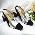 Silver Rush Slingback Block Heel Sandal PIU_188