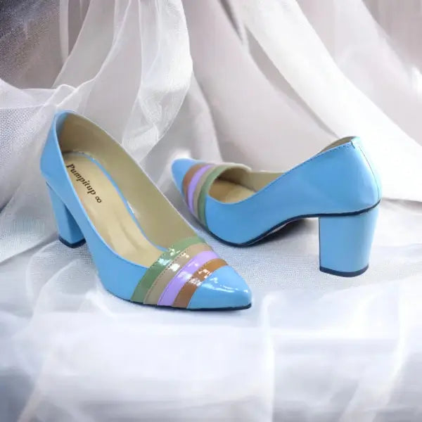 Sky Blue Aurora Glow Block Heel PIU_185