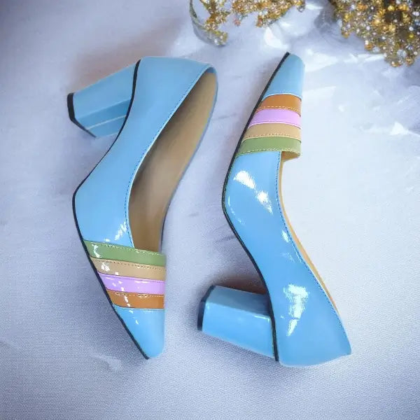 Sky Blue Aurora Glow Block Heel PIU_185