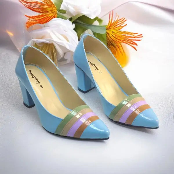 Sky Blue Aurora Glow Block Heel PIU_185