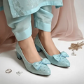 Skyra Bow Block Heel PIU_255 Fine Shiny Rexine ladies shoes PumpItUp.pk