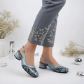 Slate Gray Python Power Slingback Block Heel PIU_219 Imported Patent Rexine ladies shoes PumpItUp.pk