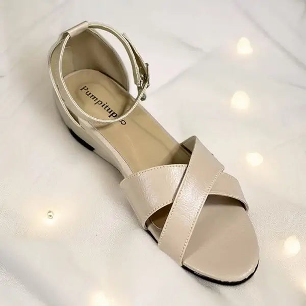 Cream Ankle Strap Wedge Sandals for Women Pakistan - PIU_285 | PumpItUp