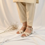 Soft Cream Cross Strap Wedge Sandals for Women - PIU_285 | PumpItUp