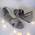 Grey Ankle Strap Wedge Sandals for Women Pakistan - PIU_284 | PumpItUp