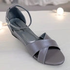 Soft Grey Wedge Block Heel Sandals 1.5 Inch Pakistan - PIU_284 | PumpItUp