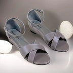 Grey Cross Strap Wedge Sandals Pakistan - PIU_284 | PumpItUp