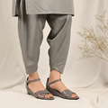 Soft Grey Cross Strap Wedge Sandals for Women - PIU_284 | PumpItUp