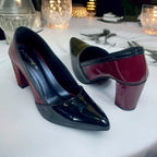 Venom Black-Maroon Duo-Tone Block Heels PIU_300 with 3-inch heels in Petant Rexine by PumpItUp Pakistan