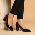 Venom Black-Maroon Duo-Tone Block Heels PIU_300 with 3-inch heels in Petant Rexine by PumpItUp Pakistan