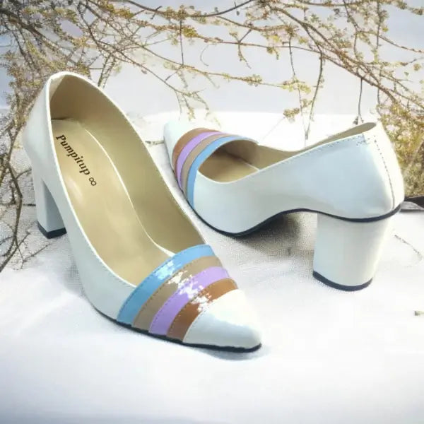 White Aurora Glow Block Heel PIU_184