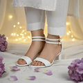 White Double Straps Block Heel Sandal PIU_163 Sofa Rexine ladies shoes PumpItUp.pk