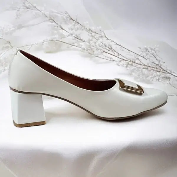 White Elegance Pumps Block Heel PIU_201