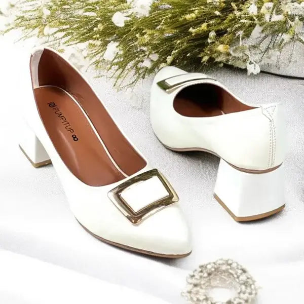 White Elegance Pumps Block Heel PIU_201