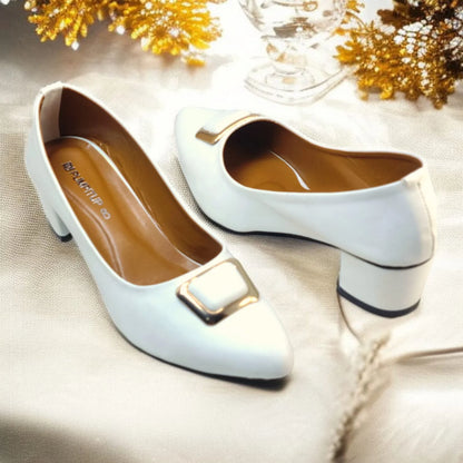 White Elegance Pumps Block Heel PIU_201