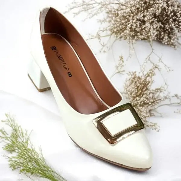 White Elegance Pumps Block Heel PIU_201