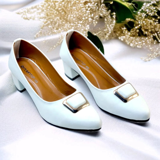 White Elegance Pumps Block Heel PIU_201