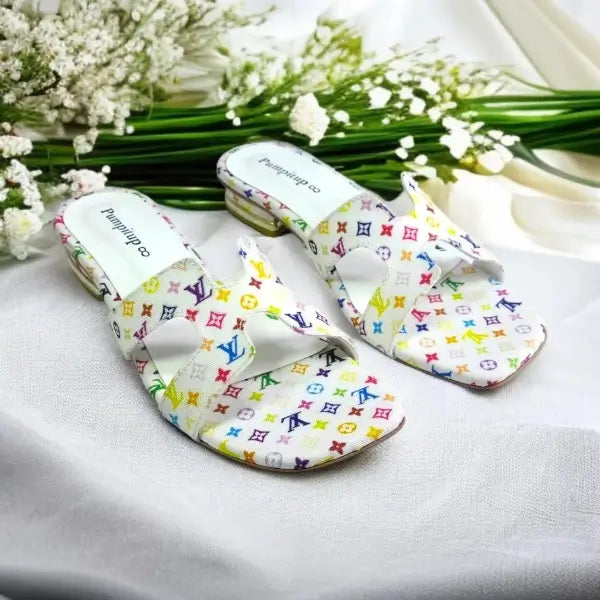 White Hermes_LV Block heel Sandal 