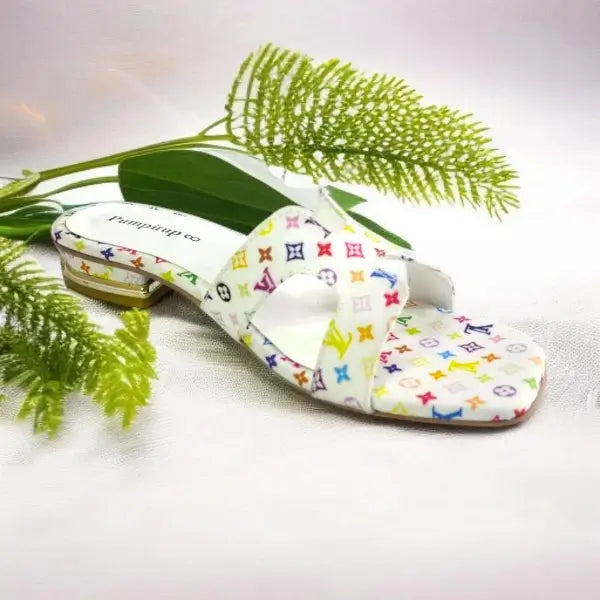 White Hermes_LV Block heel Sandal 