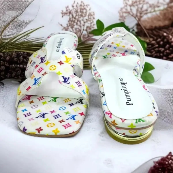 White Hermes_LV Block heel Sandal 