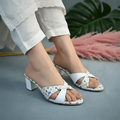 White LVX Super Comfy Block Heel Sandal PIU_156 Jeans + Sofa Rexine ladies shoes PumpItUp.pk