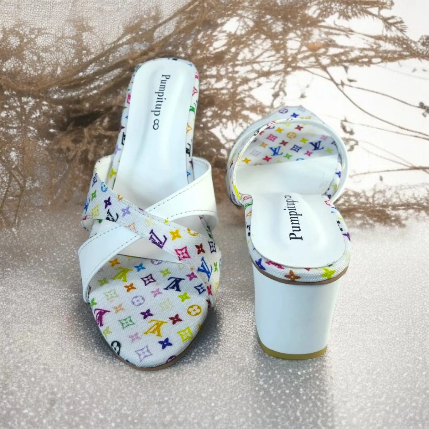 White LVX Super Comfy Block Heel Sandal PIU_156