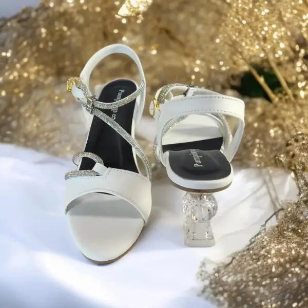 White Lova Transparent Heel Sandal PIU_166 Sofa Rexine ladies shoes PumpItUp.pk