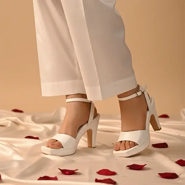 White Platform Wedges Heel PIU_272 — front view, ladies shoes Pakistan by PumpItUp