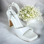 White platform wedge heel sandal for women, 4 inch heel, PumpItUp Pakistan