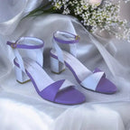 White & Purple Block Heel Sandal PIU_168 Sofa Rexine ladies shoes PumpItUp.pk