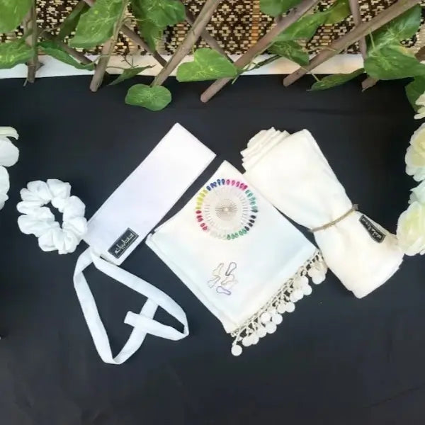 White Saudi Niqab with Beads Set HB-44 – Double Georgette Fabric by Hijabiyana by pumpitup.pk